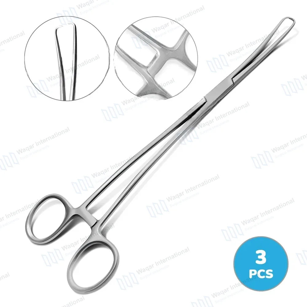 3 Duplay Uterine Tenaculum Forceps 10″ (25cm) Double Curved