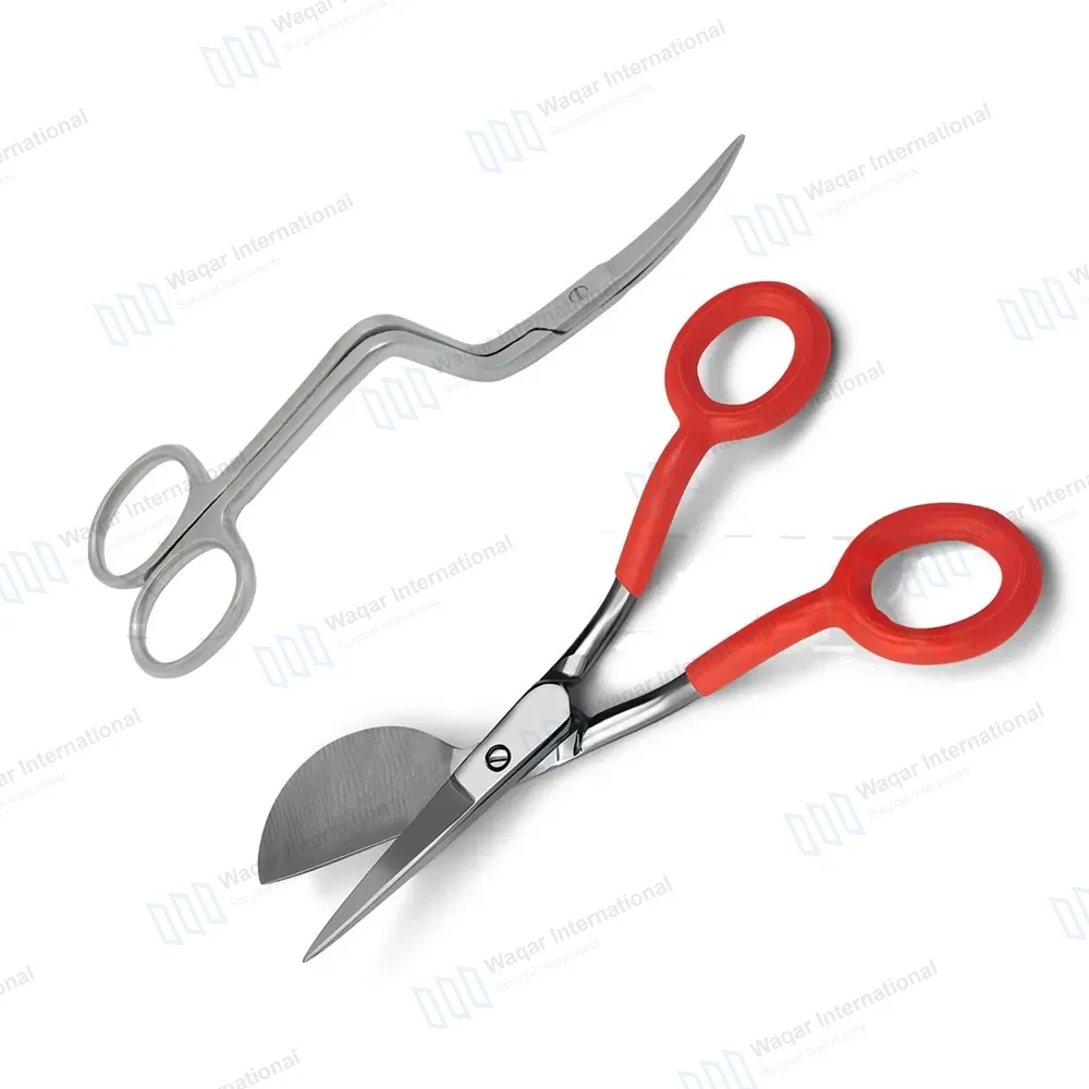 Set of 2 Double Curved Machine Embroidery & Applique Duckbill Scissors 6″