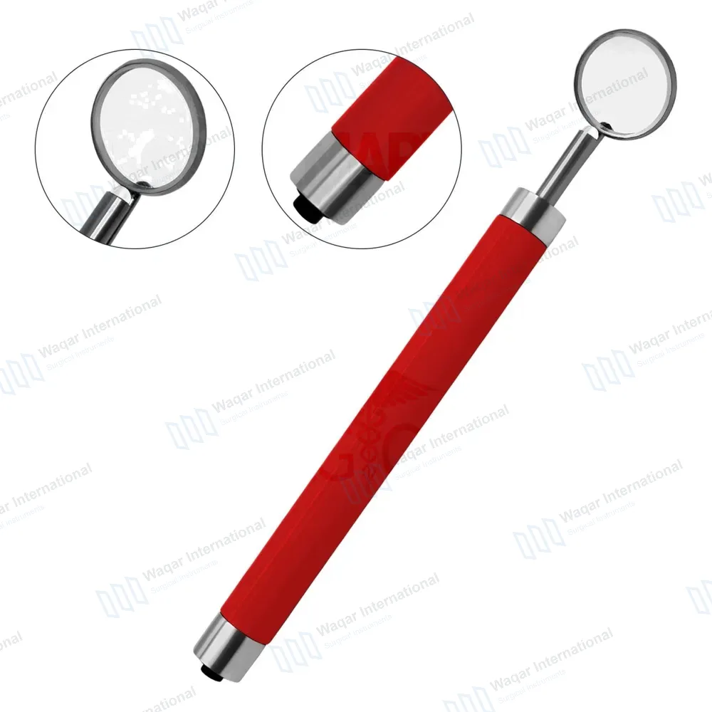 Dental Mirror with Light – Red Color Handle
