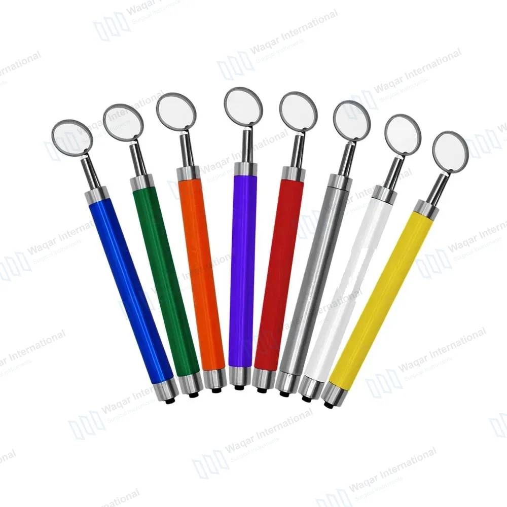 8 Dental Mouth Mirror with LED Light  – Colored Handles