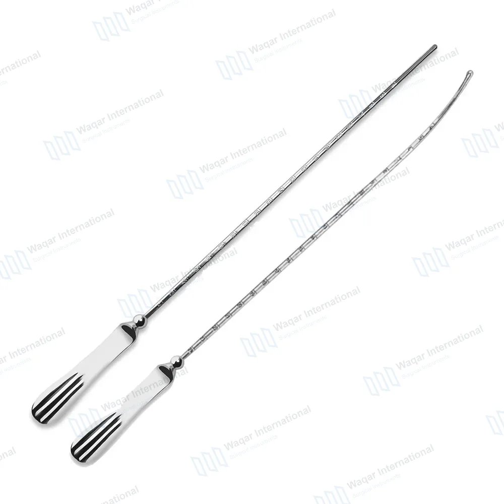 2 Sims Uterine Sound 13″ Straight & Curved Malleable Shank
