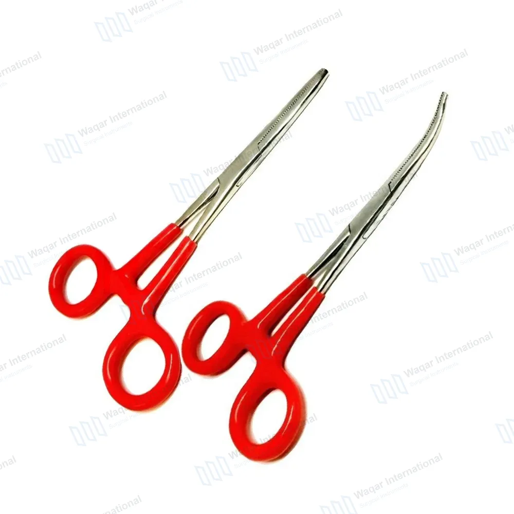 Hemostat Forceps Straight & Curved with Grip Handle