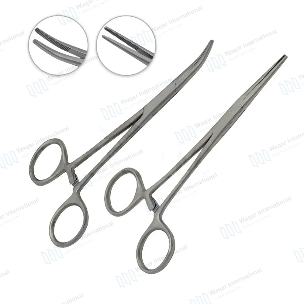 2 Kelly Hemostat Forceps 6.25″ Straight Curved Fishing Plier