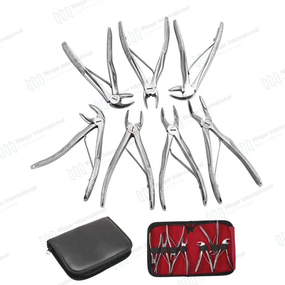 7 Pcs Pedo Extracting Forceps Set with Carrying Case