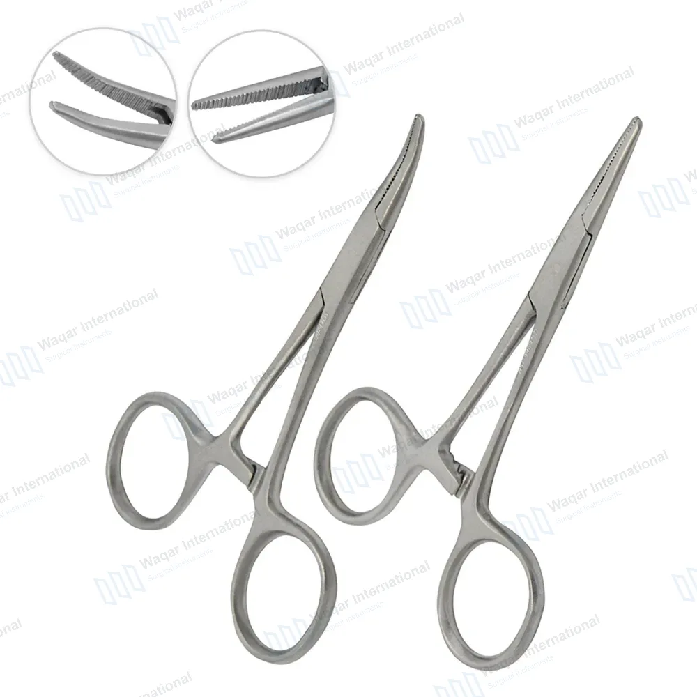 2 Hartmann Mosquito Forceps Set 3.5″ Straight & Curved