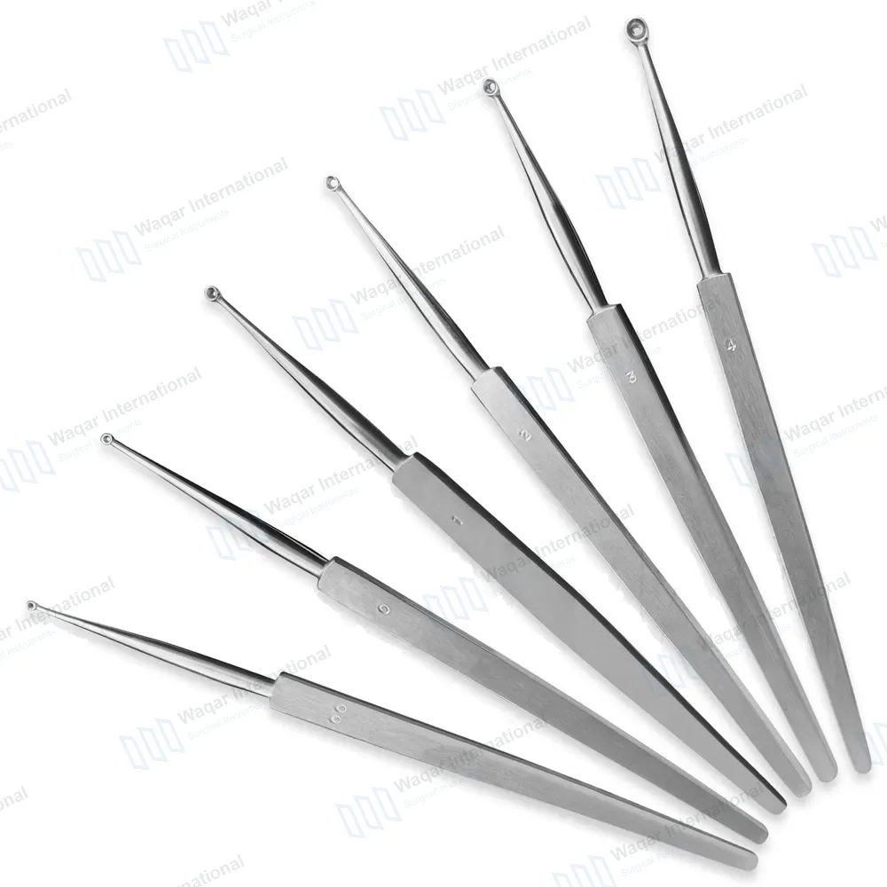 6 Pcs Meyhoefer Chalazion Curettes Set 1mm-3.5mm Flat Handle 5″