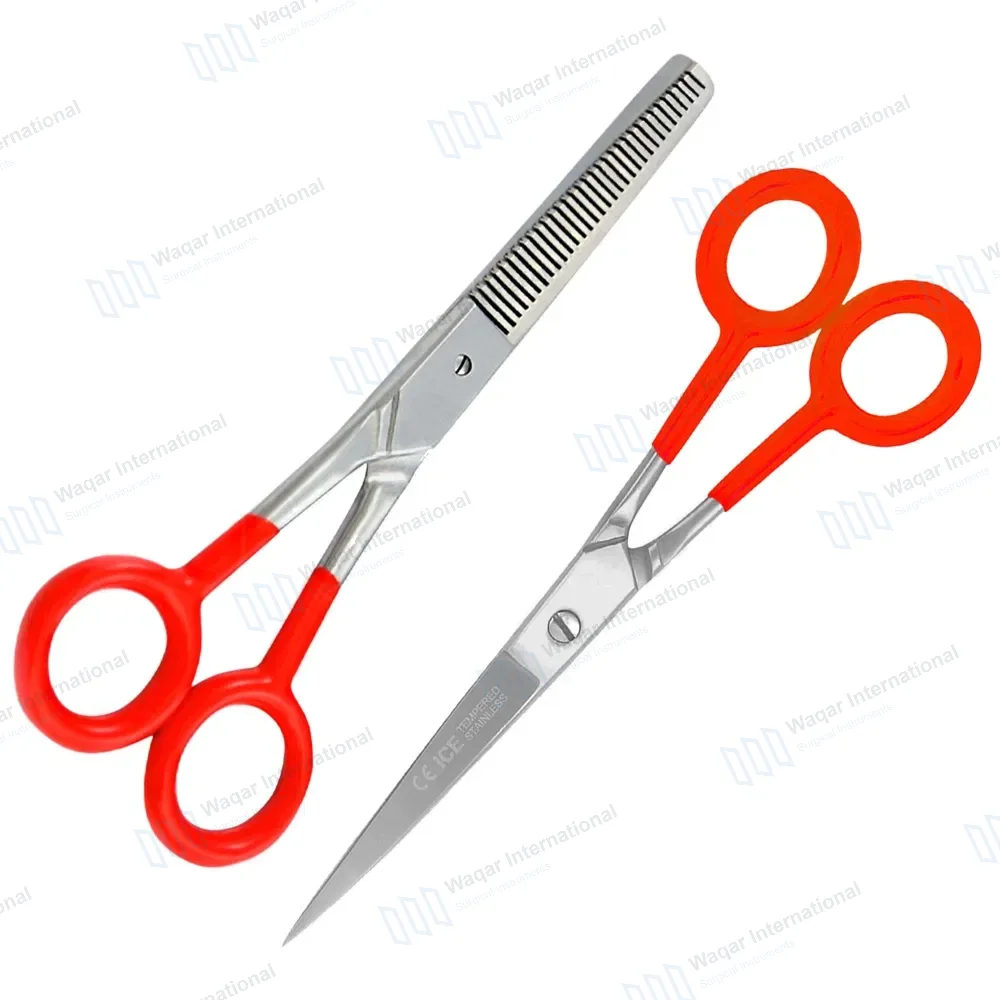 Supercut Hair Cutting & Thinning Scissors/Shears Set Red Handles