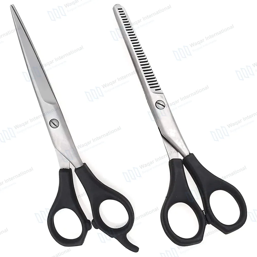 Barber Hair Cutting & Texture Shears 6.5″ Set with Black Handle
