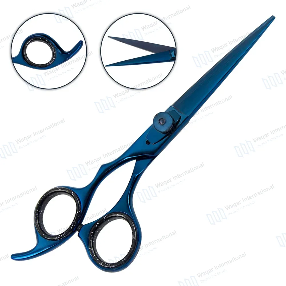 Blue Razor Edge Titanium Coated Barber Scissors 6.5″