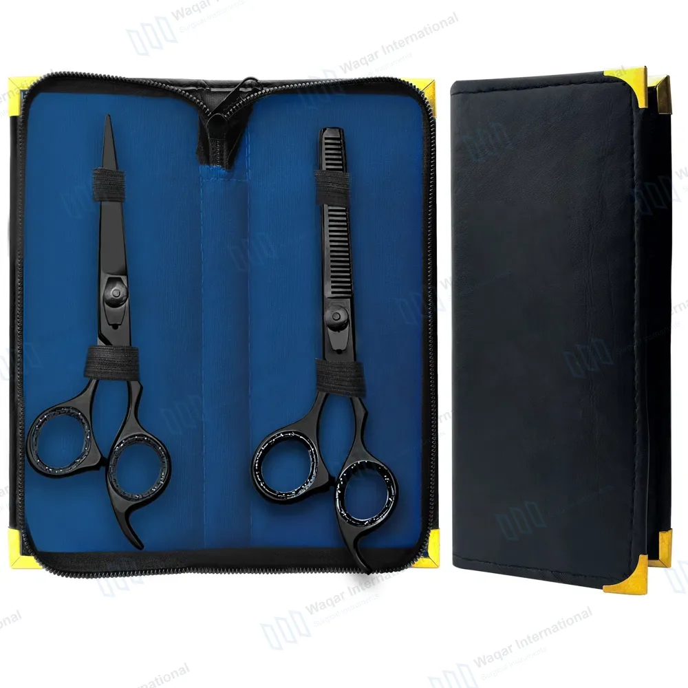 Professional Hair Salon Scissors Set 6.5″ Black with Carrying Case