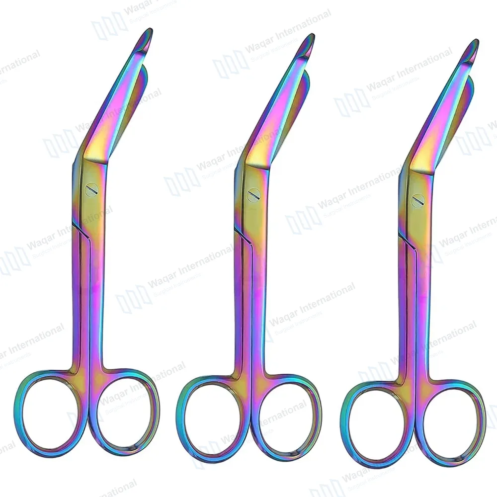 3 Pcs Rainbow Lister Bandage Scissors 5.5″