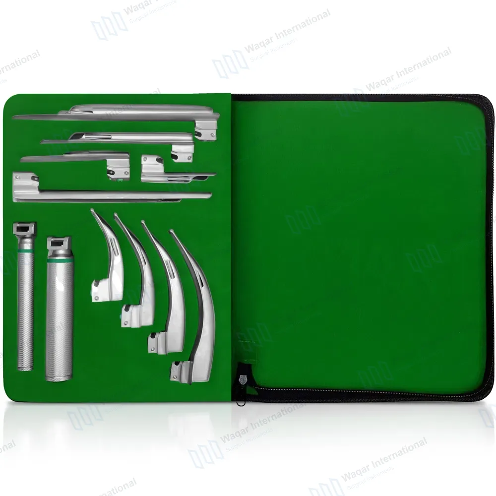 11 Pcs Fiber Optic Macintosh & Miller Combo Laryngoscope Set