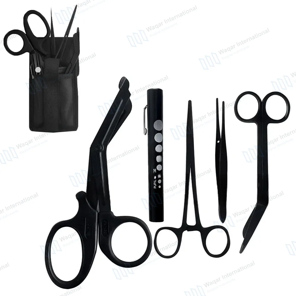 5 Pcs Black EMT Paramedic Tools Set with Holster