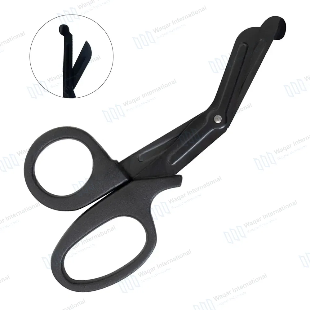 EMT Scissors 7.25″ Black Blades & Handle Paramedic Utility Bandage Shears