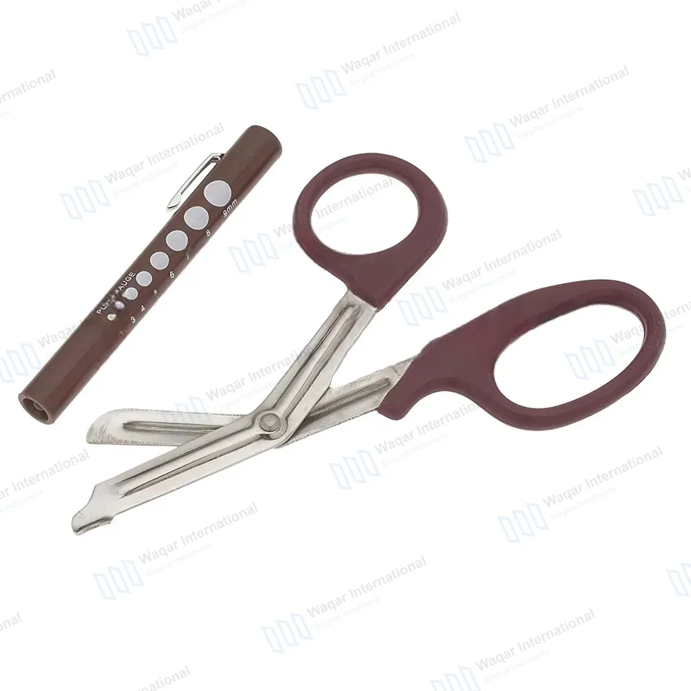 2 Pcs Brown EMT First Responder 7.5″ Scissor & Penlight Set