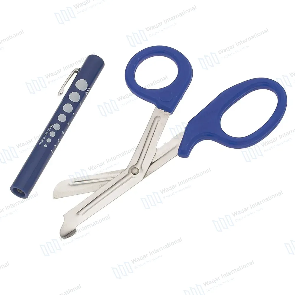 2 Pcs Blue EMT First Responder 7.5″ Scissor & Penlight Set
