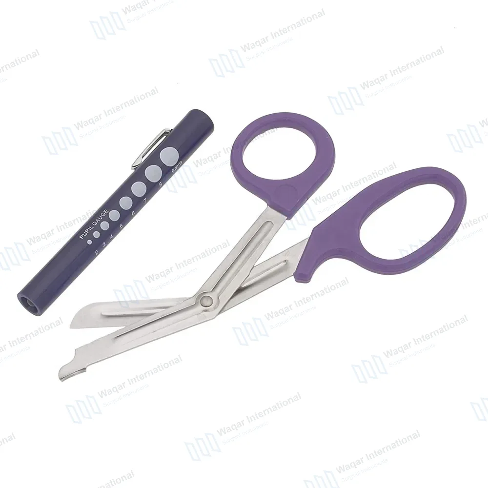 2 Pcs Purple EMT First Responder 7.5″ Scissor & Penlight Set