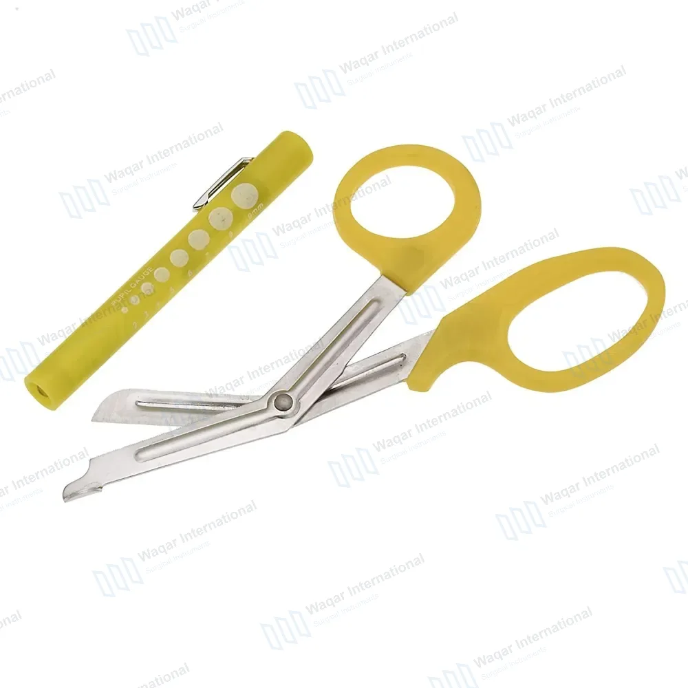 2 Pcs Yellow EMT First Responder 7.5″ Scissor & Penlight Set