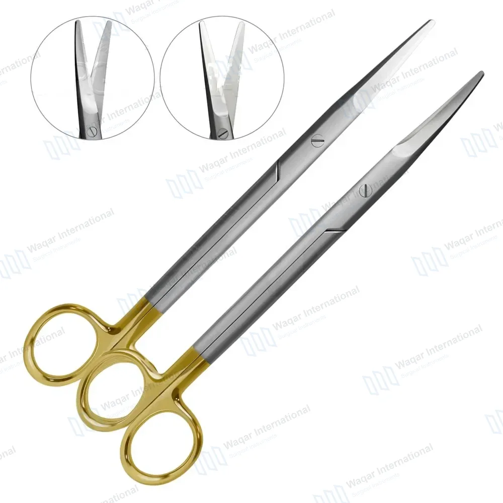 Set of 2 Pcs Tc Mayo Scissors 9″ Straight & Curved
