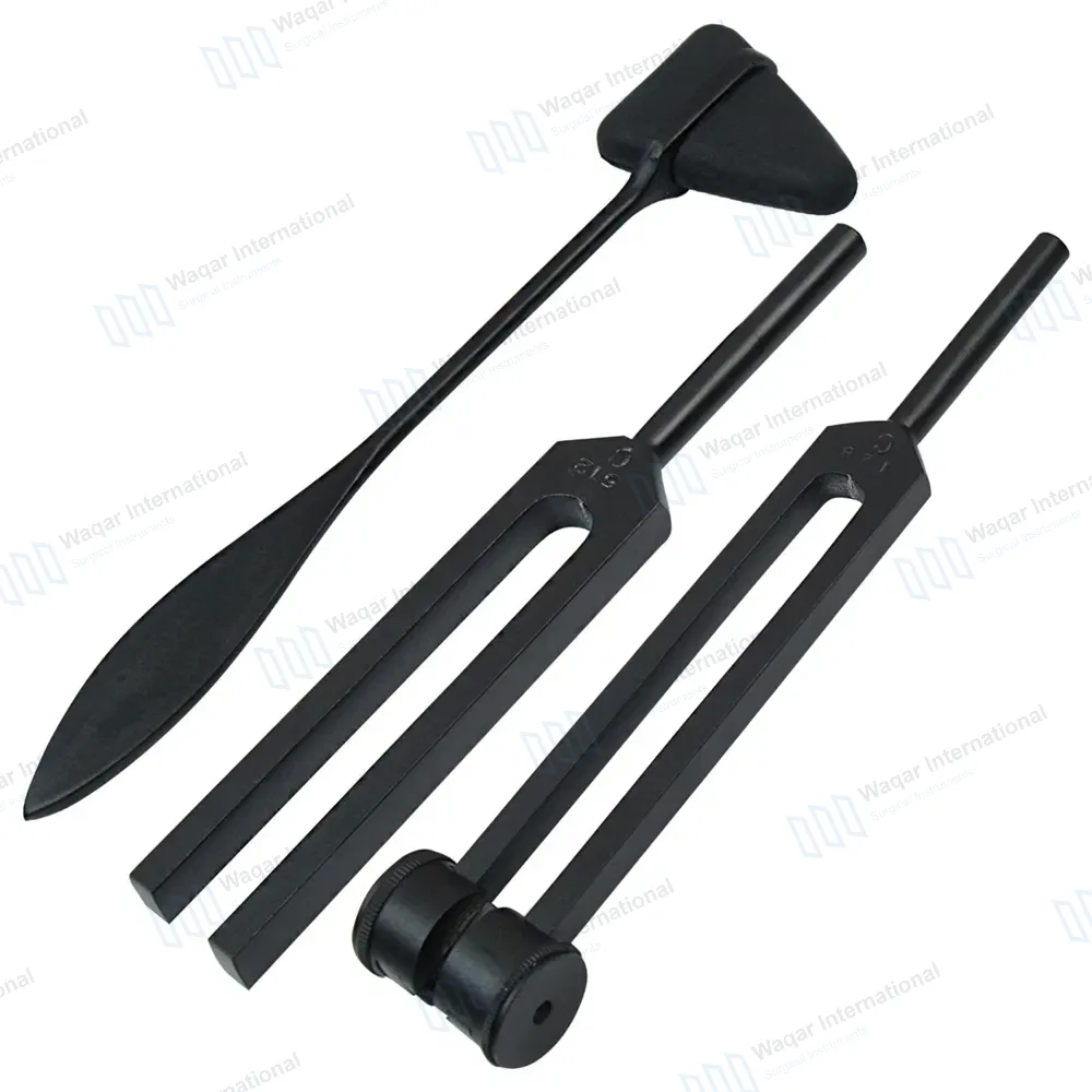3 Pcs Full Black Tuning Forks C128, C512 & Taylor Hammer Set