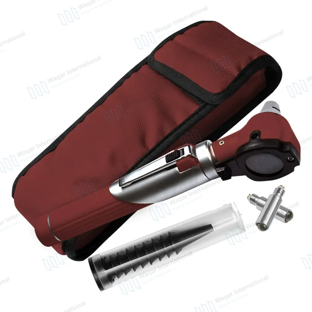 13 Pcs Mini Fiber Optic Otoscope Set – Burgundy