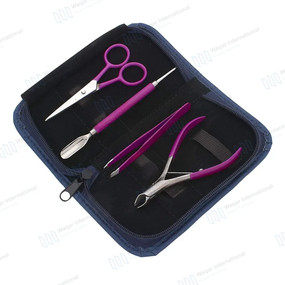 Hot Pink 4 Pcs Manicure Set with Travel Case
