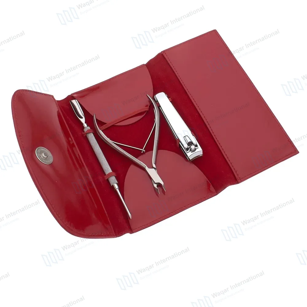 3 Pcs Manicure Set with Red Carrying Case