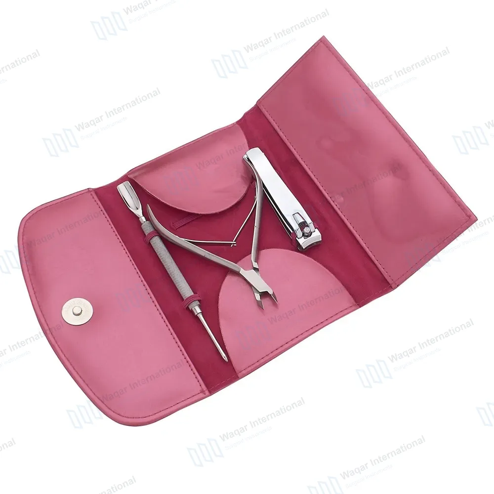 3 Pcs Manicure Set with Pink Carrying Case