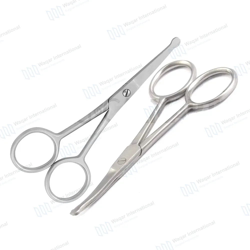 Set of 2 Nose Hair Scissors 3.5″ Straight & Curved