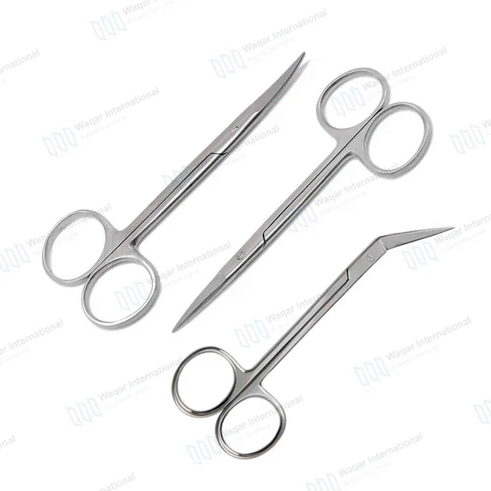 3 Pcs Iris Scissors Set 4.5″ Straight + Curved+ Angled
