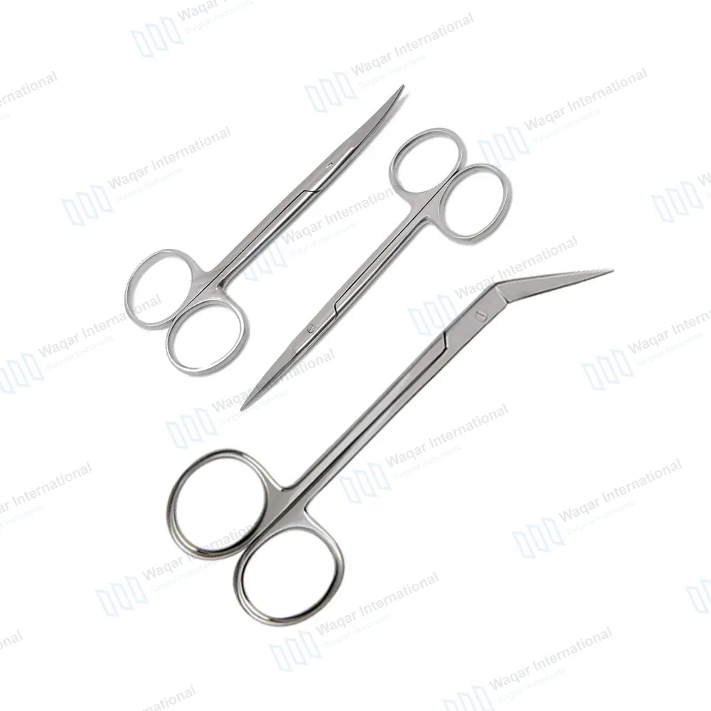 Set of 3 Pcs Iris Scissors 3.5″ & 4.5″ Straight + Curved+ Angled