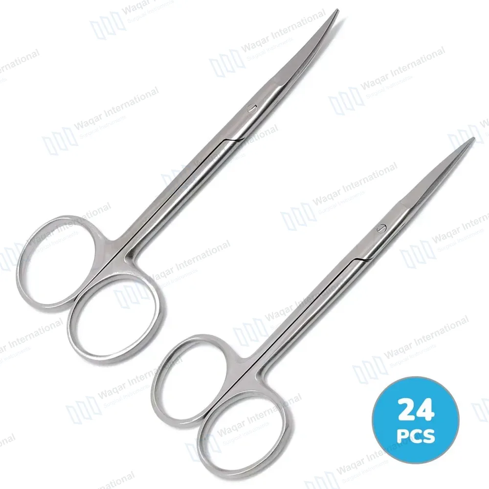 24 Iris Scissors 4.5″ Straight + Curved Surgical Dental
