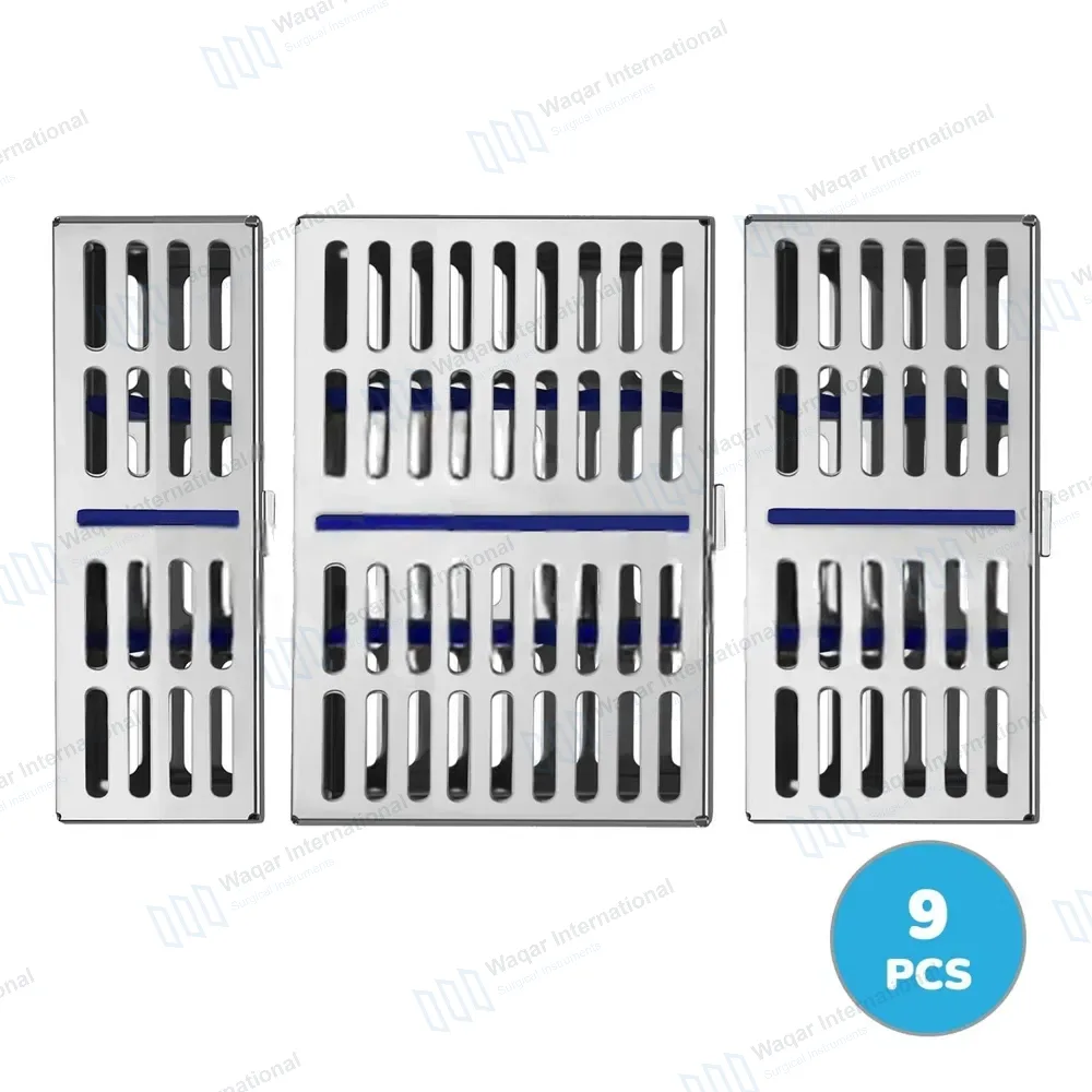 9 Pcs Dental Sterilization Cassette Tray Box for 10 7 & 5 Instruments