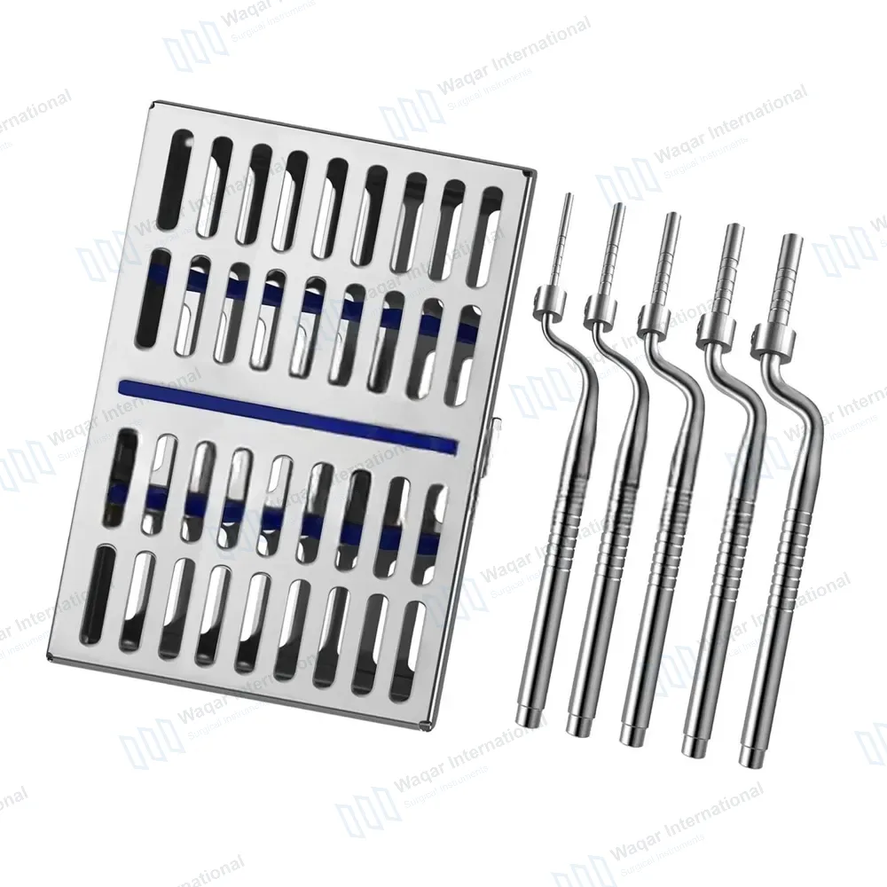 5 Offset Sinus Osteotomes with Sterilization Cassette 7.25″ X 5″
