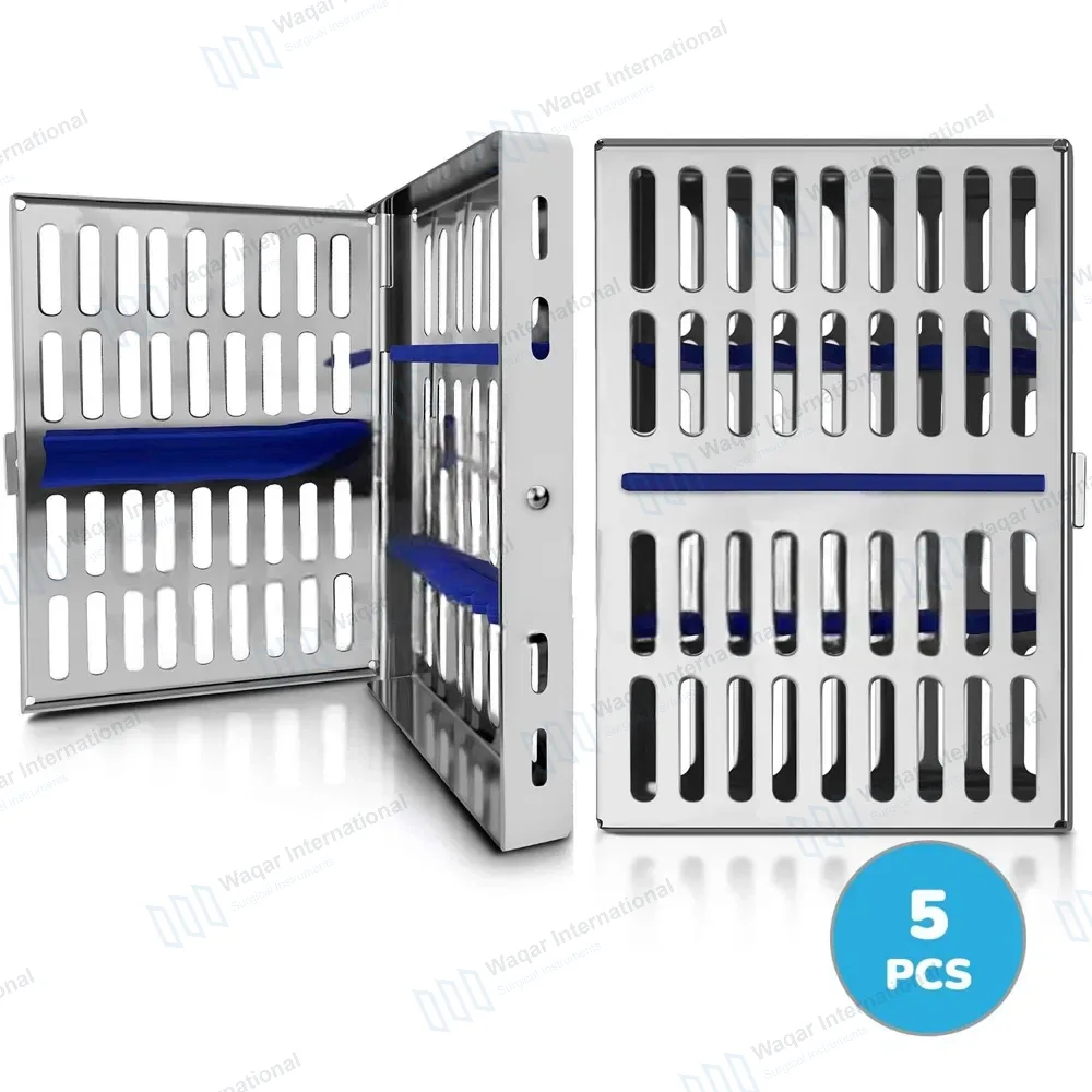 5 Dental Surgical Autoclave Sterilization Cassettes Racks Box for 10
