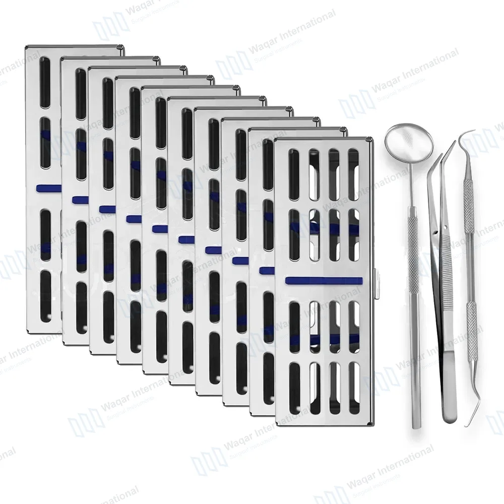 10 Dental Sterilization Cassette Rack Box Tray for 5 with FREE Basic Dental Kit