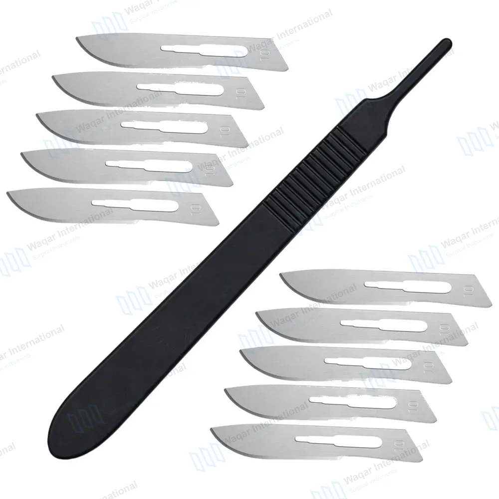 Pack of 10 Scalpel Blades No. 10 with Black Scalpel Handle #3
