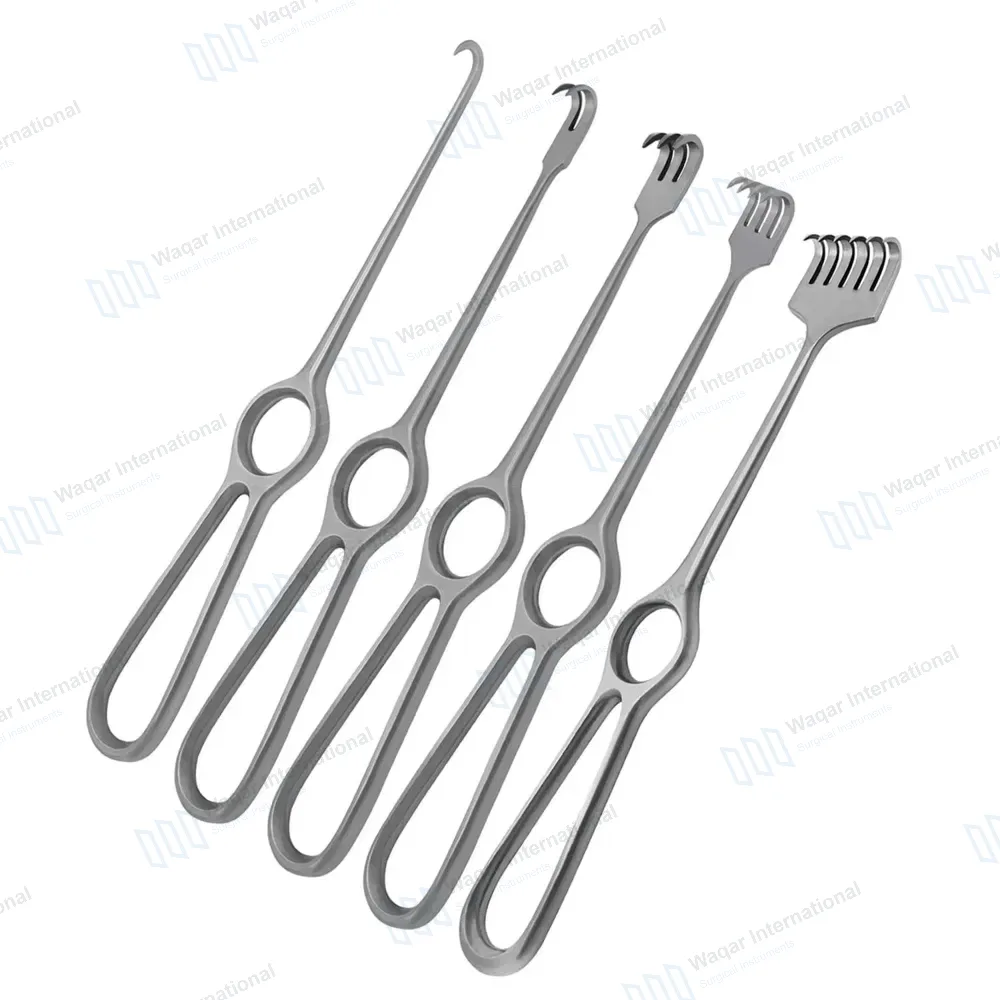 5 Volkmann Sharp Retractors 8.5″ (21.6cm) with Ring Handle