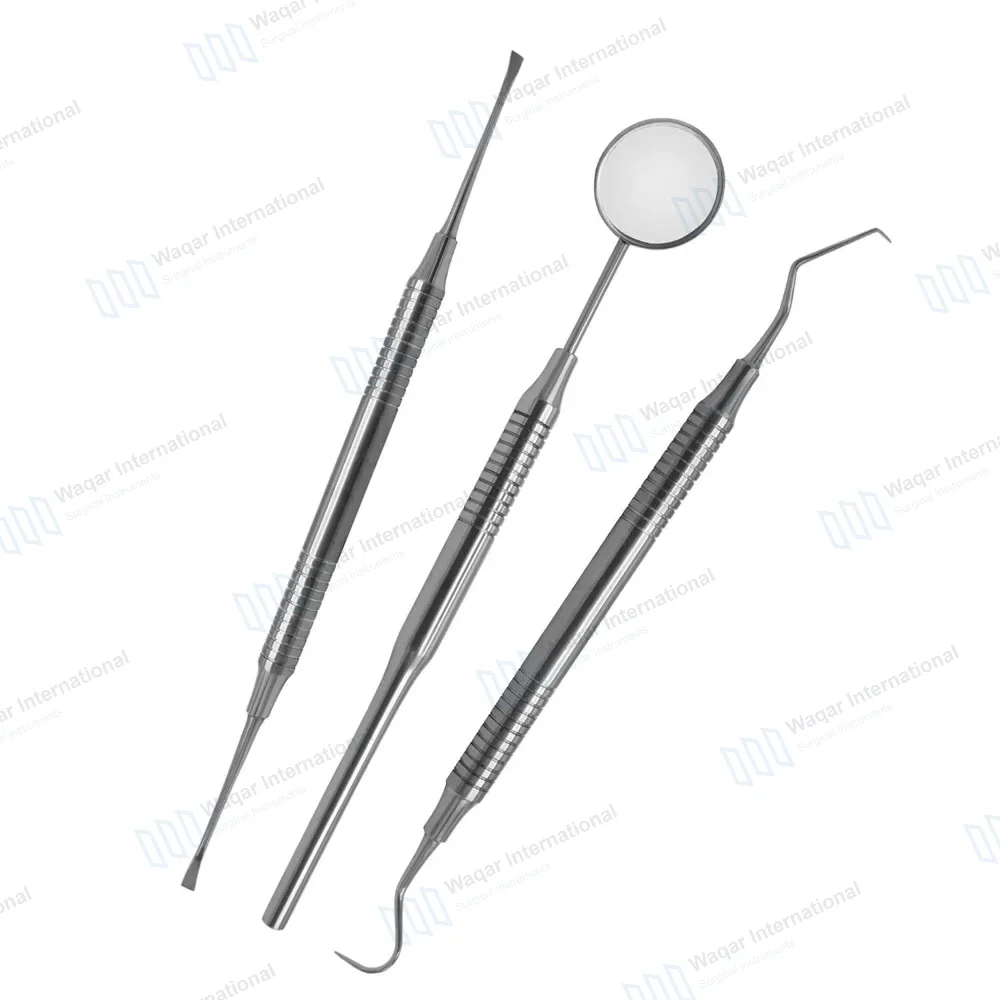 3 Pcs Tartar Calculus Plaque Remover Tooth Scraper Dental Mirror & Probe #5 Set
