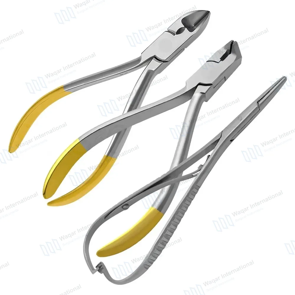 3 Orthodontic Pliers T/C Hard Wire Distal End Cutter Mathieu Needle Holders
