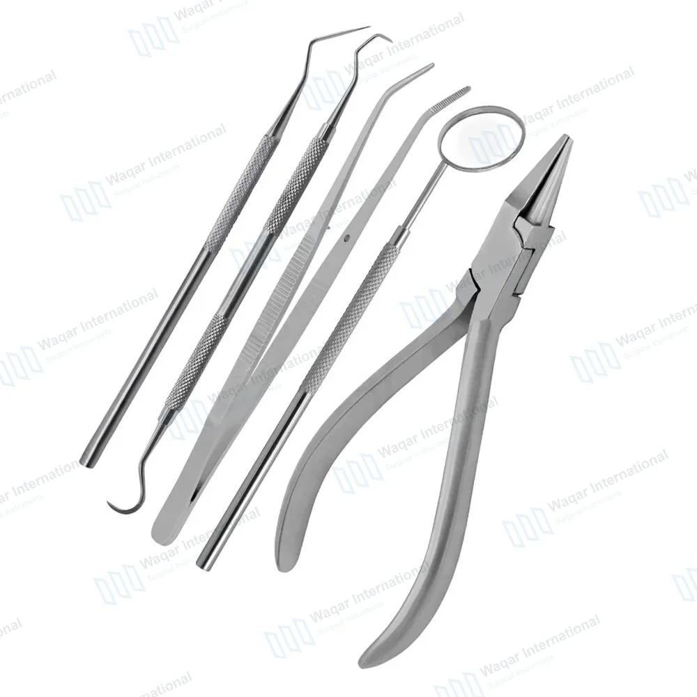 5 Pcs Ortho Kit of Bird Beak Plier Tower Scaler Probe and Mouth Mirror