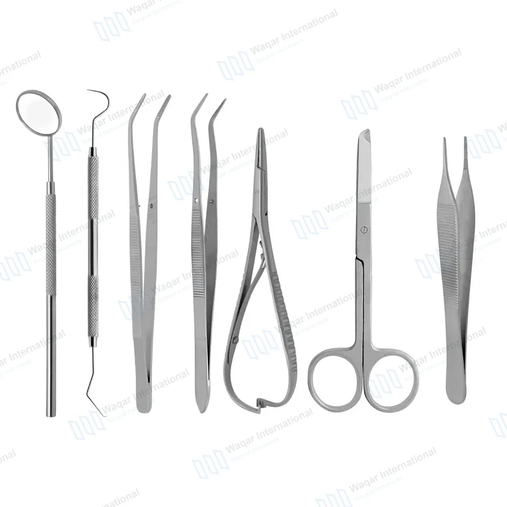7 Pcs Dental and Surgical Mathieu Needle Tweezers Probes Lab Kit