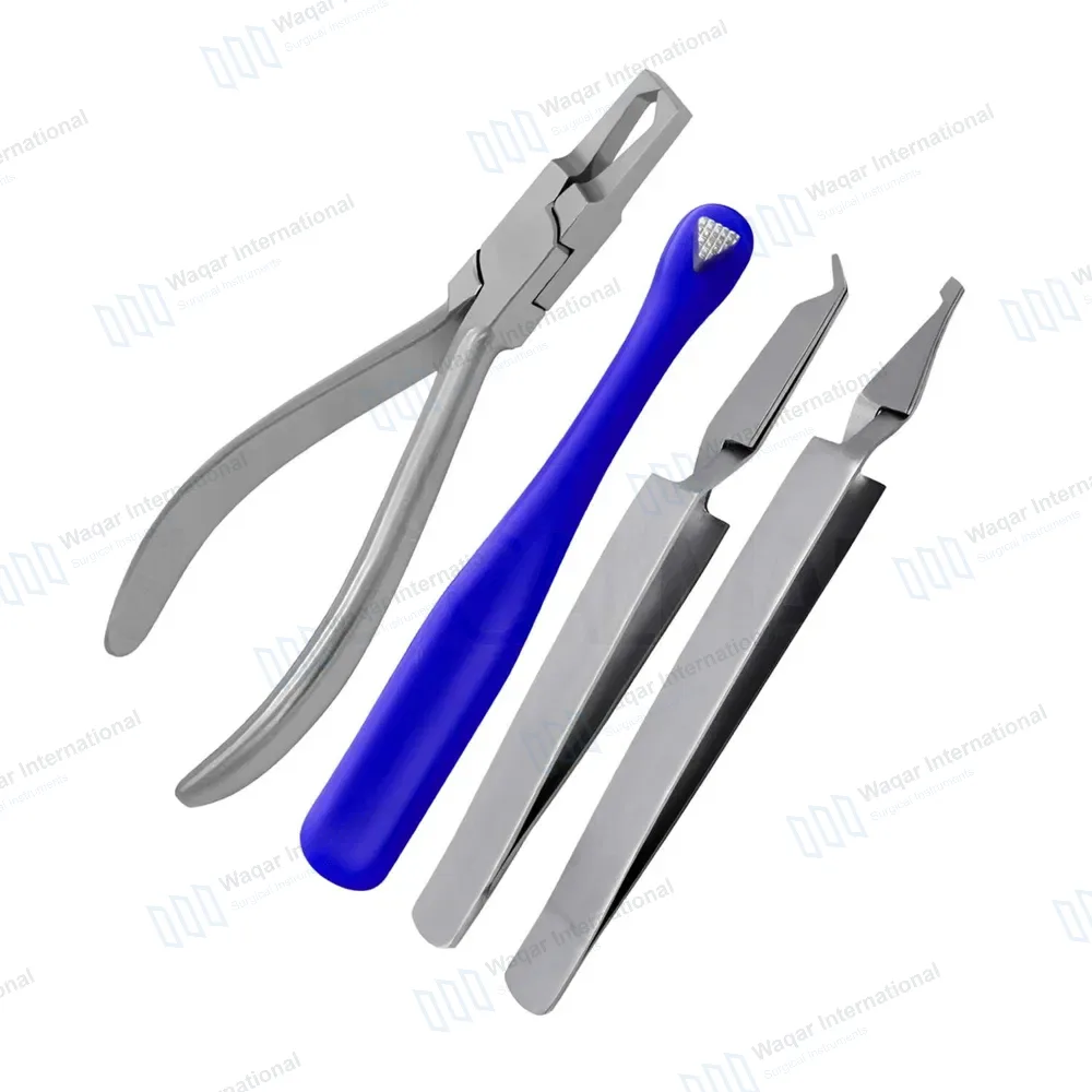 4 Pcs Bracket Removing Plier Bracket Placing Holding Tweezers & Band Puhser Set