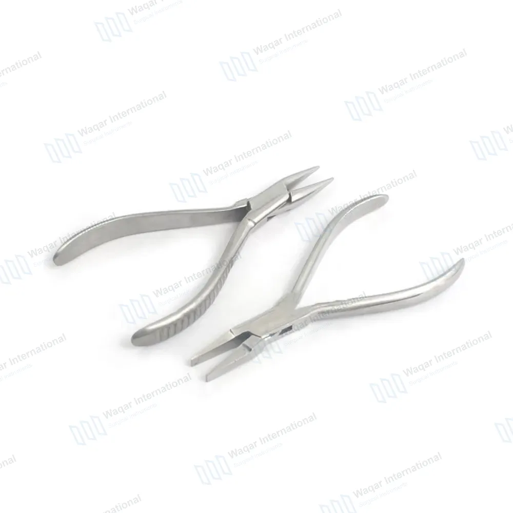 2 Pcs Flat and Round Nose Jaws Jewellery Conical Dental Orthodontic Pliers