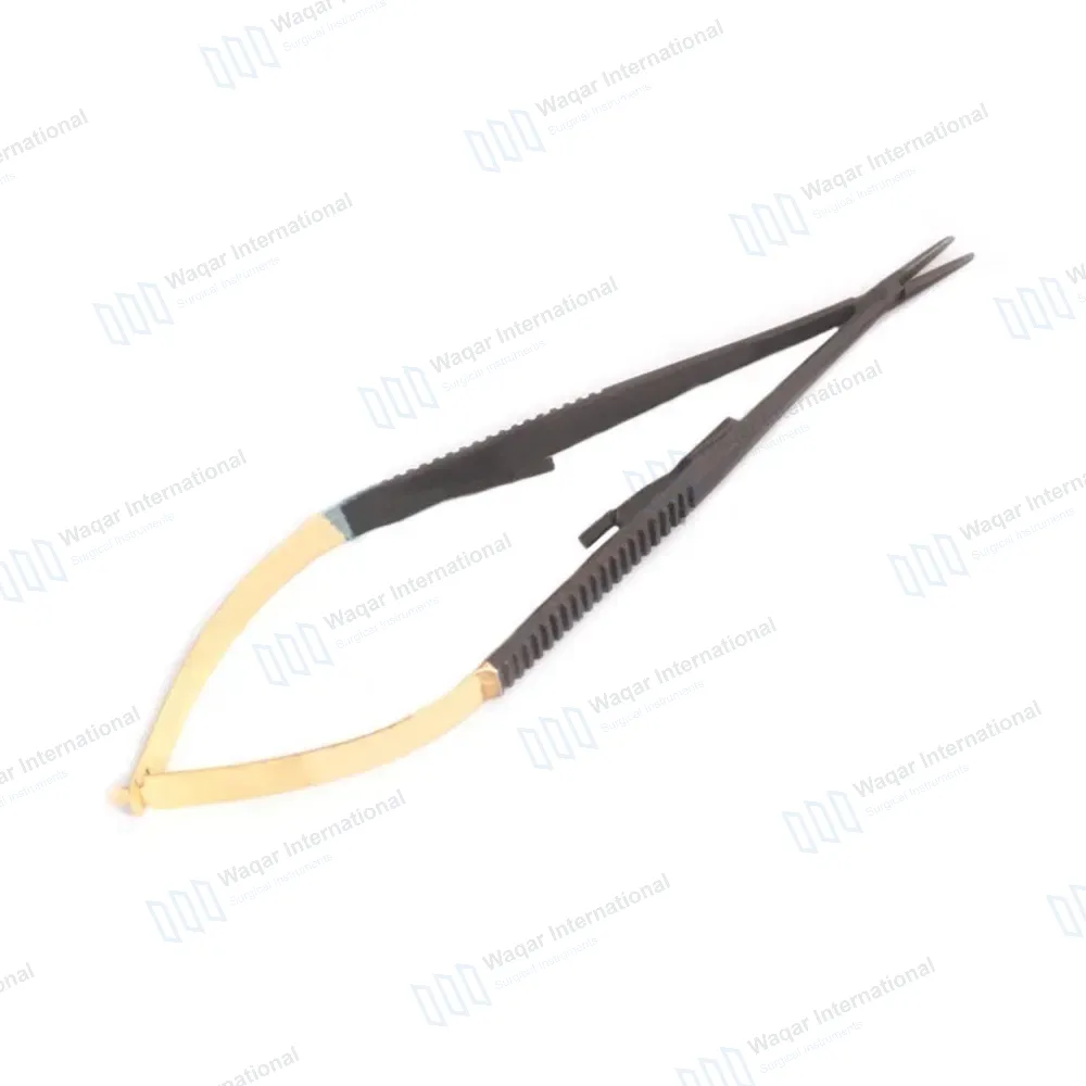 TC Castroviejo Needle Holder 5.5″ Straight with Black Coating & Gold Spring Surgical