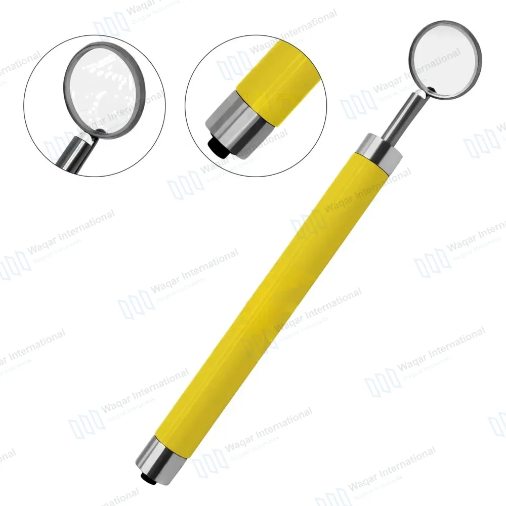 Dental Mirror with Light – Yellow Color Handle