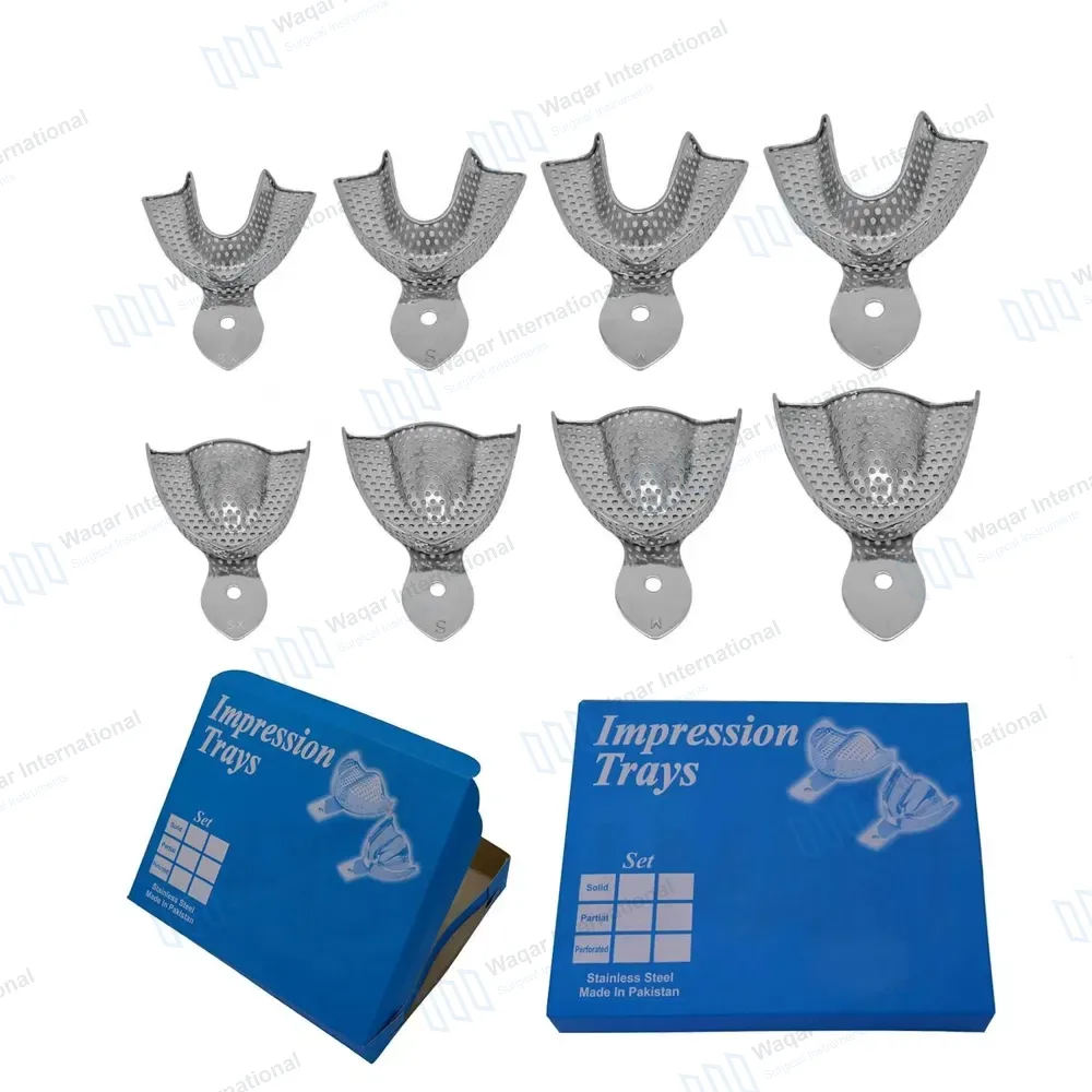 8 Perforated Dental Impression Trays Set XS, S, M, L Upper & Lower