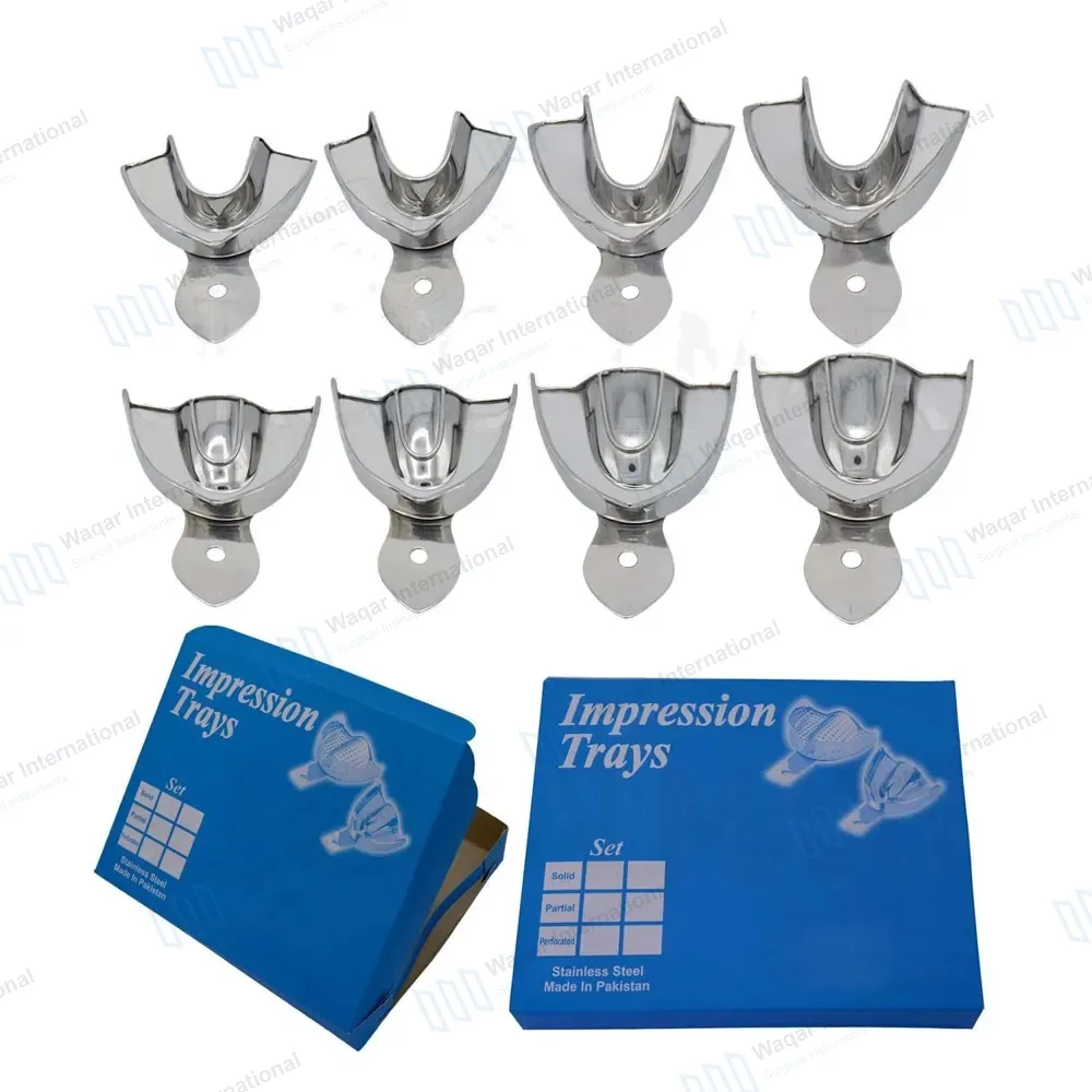 8 Solid Dental Impression Trays Set Upper & Lower  XS, S, M, L