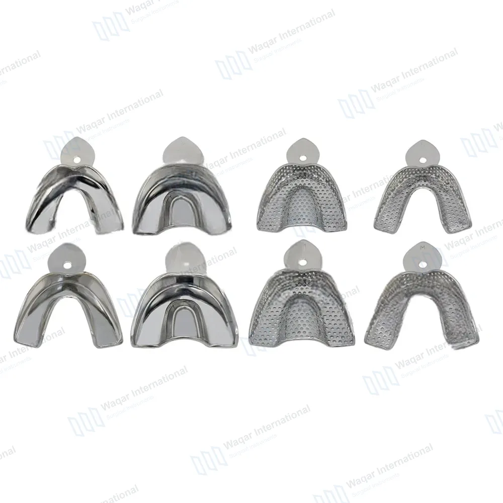 8 Impression Trays Solid Perforated Dental Instruments