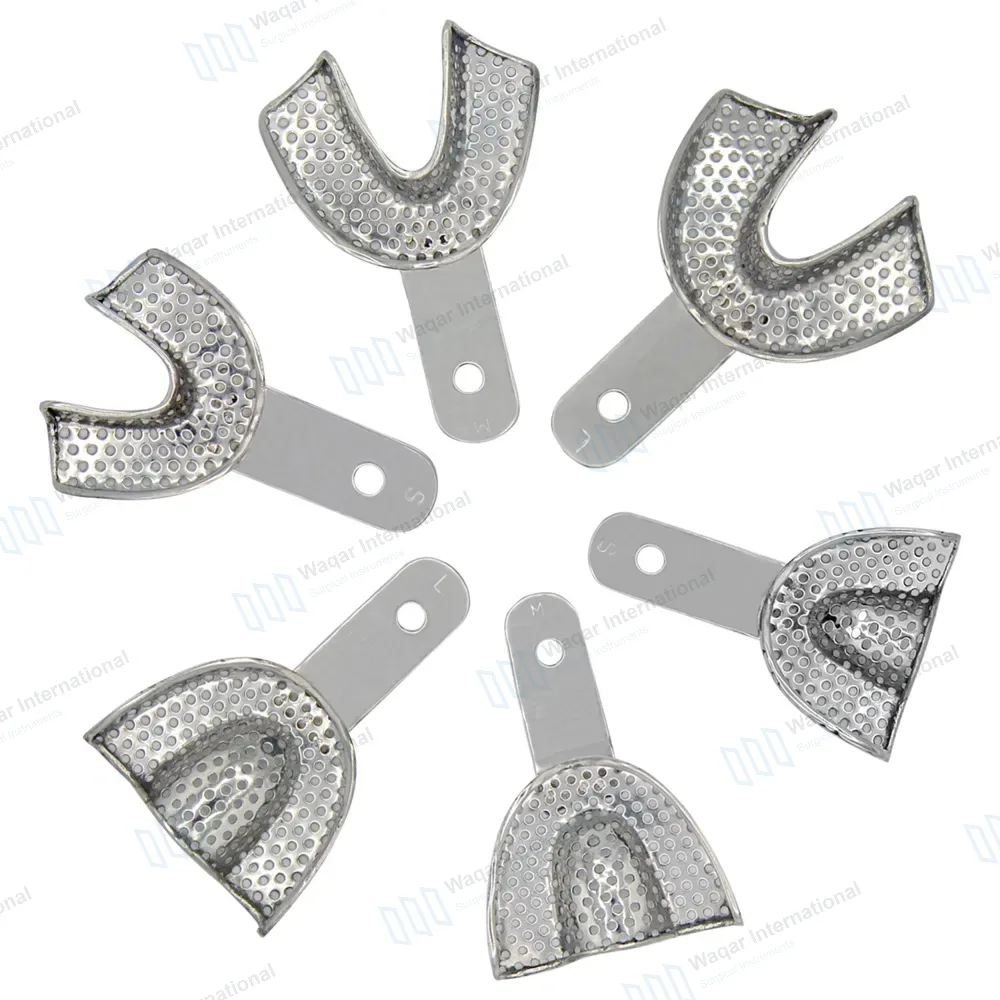 6 Pcs Pedo Impression Trays Set S, M, L Upper & Lower – Perforated